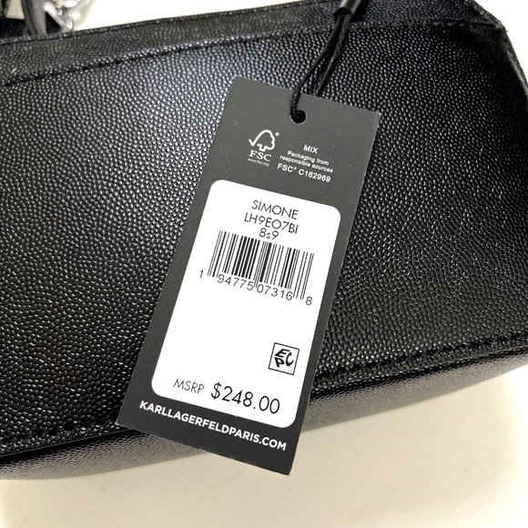 KARL LAGERFELD Paris Simone Star Studded Crossbody Top Handle Black Rhinestone - Picture 6 of 10